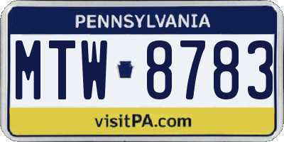 PA license plate MTW8783
