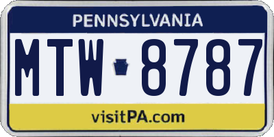 PA license plate MTW8787