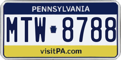 PA license plate MTW8788