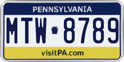 PA license plate MTW8789