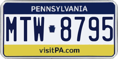 PA license plate MTW8795