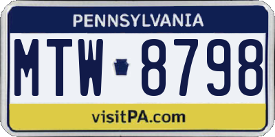 PA license plate MTW8798