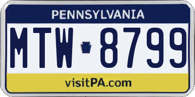PA license plate MTW8799