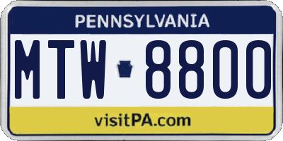 PA license plate MTW8800