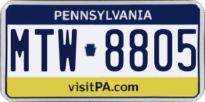 PA license plate MTW8805
