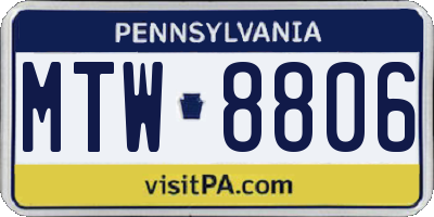 PA license plate MTW8806