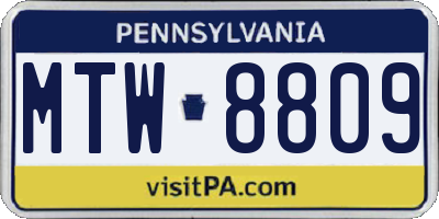 PA license plate MTW8809