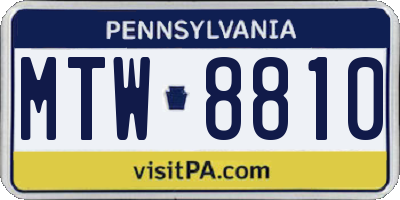PA license plate MTW8810