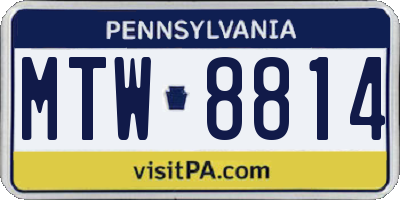 PA license plate MTW8814