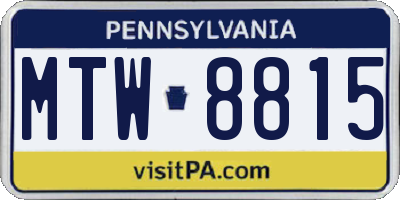 PA license plate MTW8815