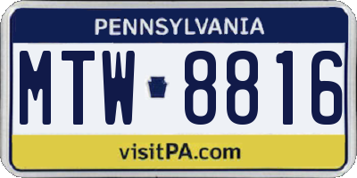 PA license plate MTW8816