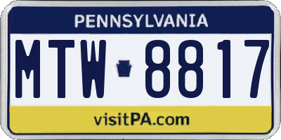 PA license plate MTW8817