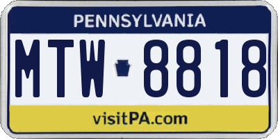 PA license plate MTW8818