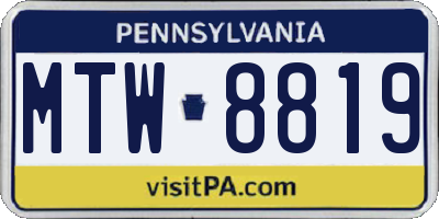 PA license plate MTW8819