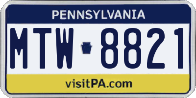 PA license plate MTW8821