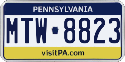 PA license plate MTW8823