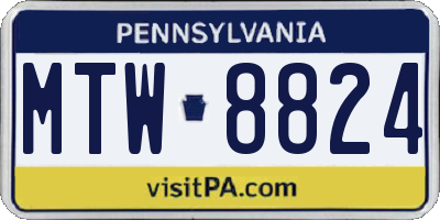 PA license plate MTW8824