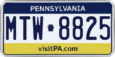 PA license plate MTW8825