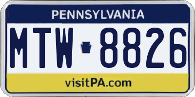 PA license plate MTW8826