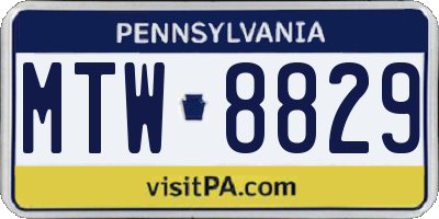 PA license plate MTW8829