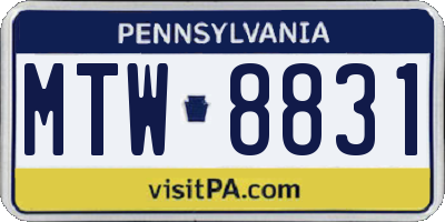 PA license plate MTW8831