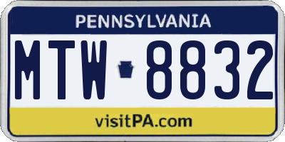 PA license plate MTW8832