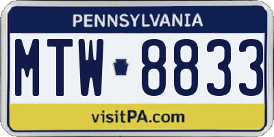 PA license plate MTW8833