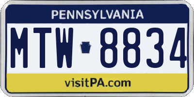 PA license plate MTW8834