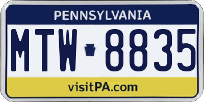 PA license plate MTW8835