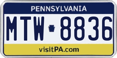 PA license plate MTW8836