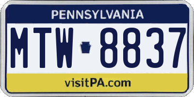PA license plate MTW8837