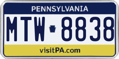 PA license plate MTW8838