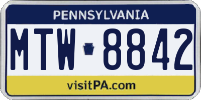 PA license plate MTW8842