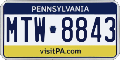 PA license plate MTW8843