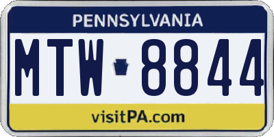 PA license plate MTW8844