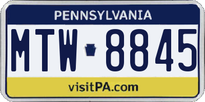 PA license plate MTW8845