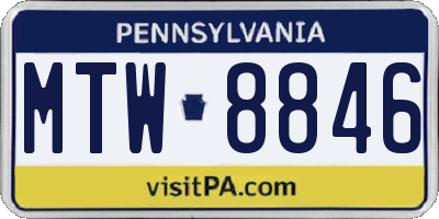 PA license plate MTW8846