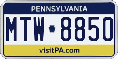 PA license plate MTW8850