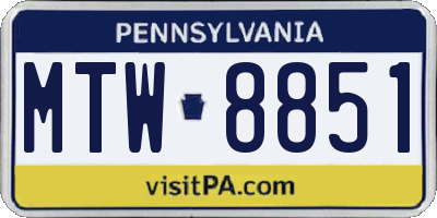 PA license plate MTW8851