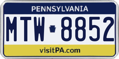 PA license plate MTW8852