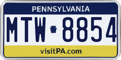 PA license plate MTW8854