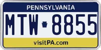 PA license plate MTW8855