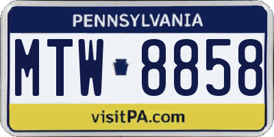 PA license plate MTW8858