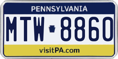 PA license plate MTW8860