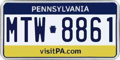 PA license plate MTW8861