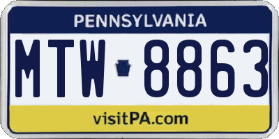 PA license plate MTW8863