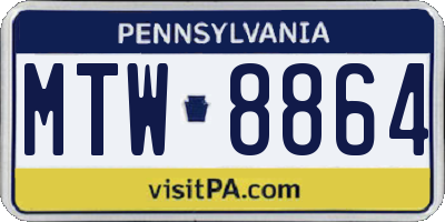 PA license plate MTW8864