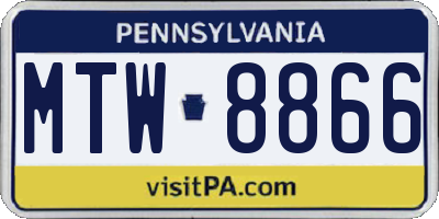 PA license plate MTW8866