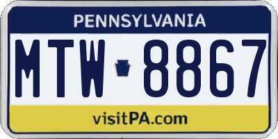 PA license plate MTW8867