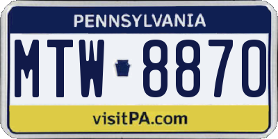 PA license plate MTW8870